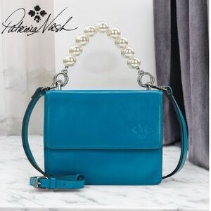 Patricia Nash VEOLIA Pearl Handle Turquoise Leather Crossbody